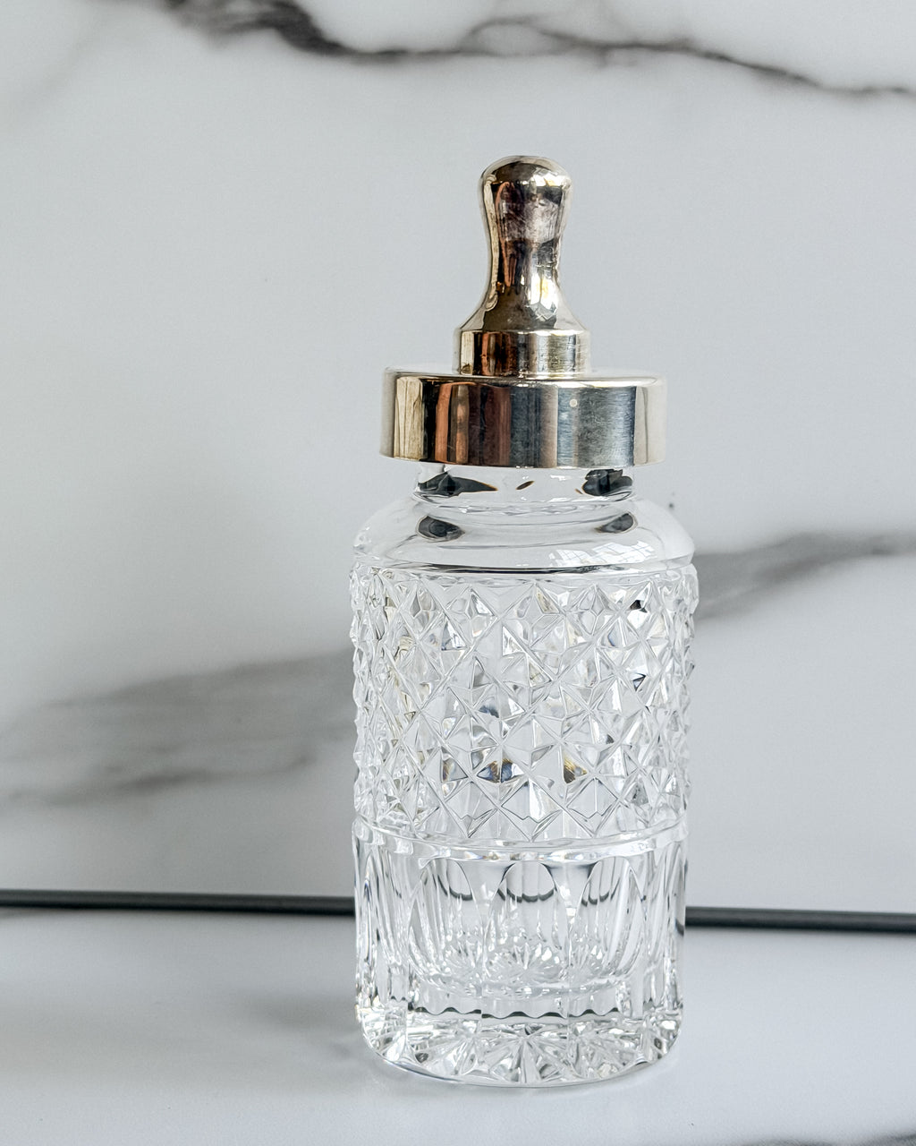 Vintage Cut Crystal & Silver-Tone Baby Bottle with Stopper