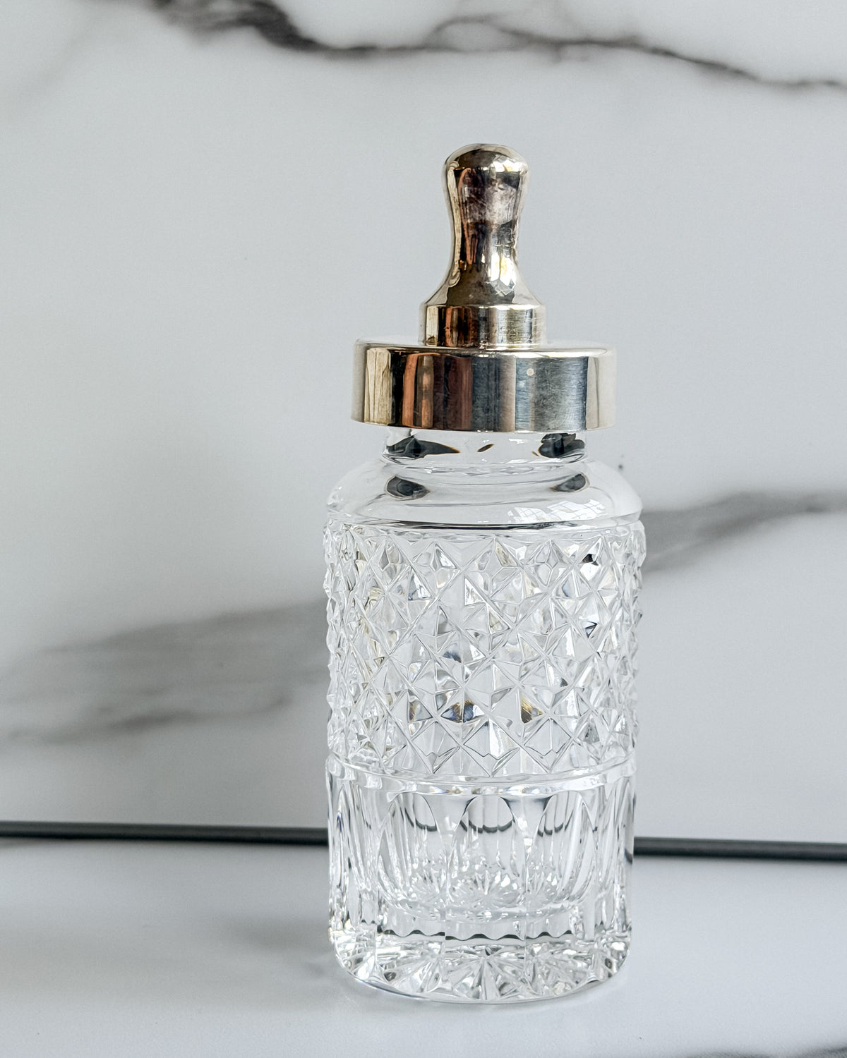 Vintage Cut Crystal & Silver-Tone Baby Bottle with Stopper