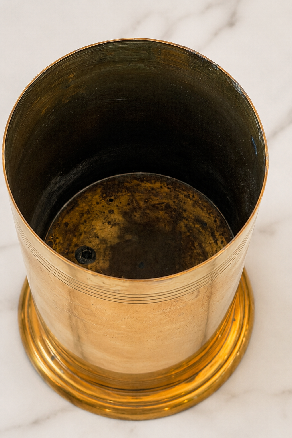 Vintage Brass Lidded Canister with Acorn Finial