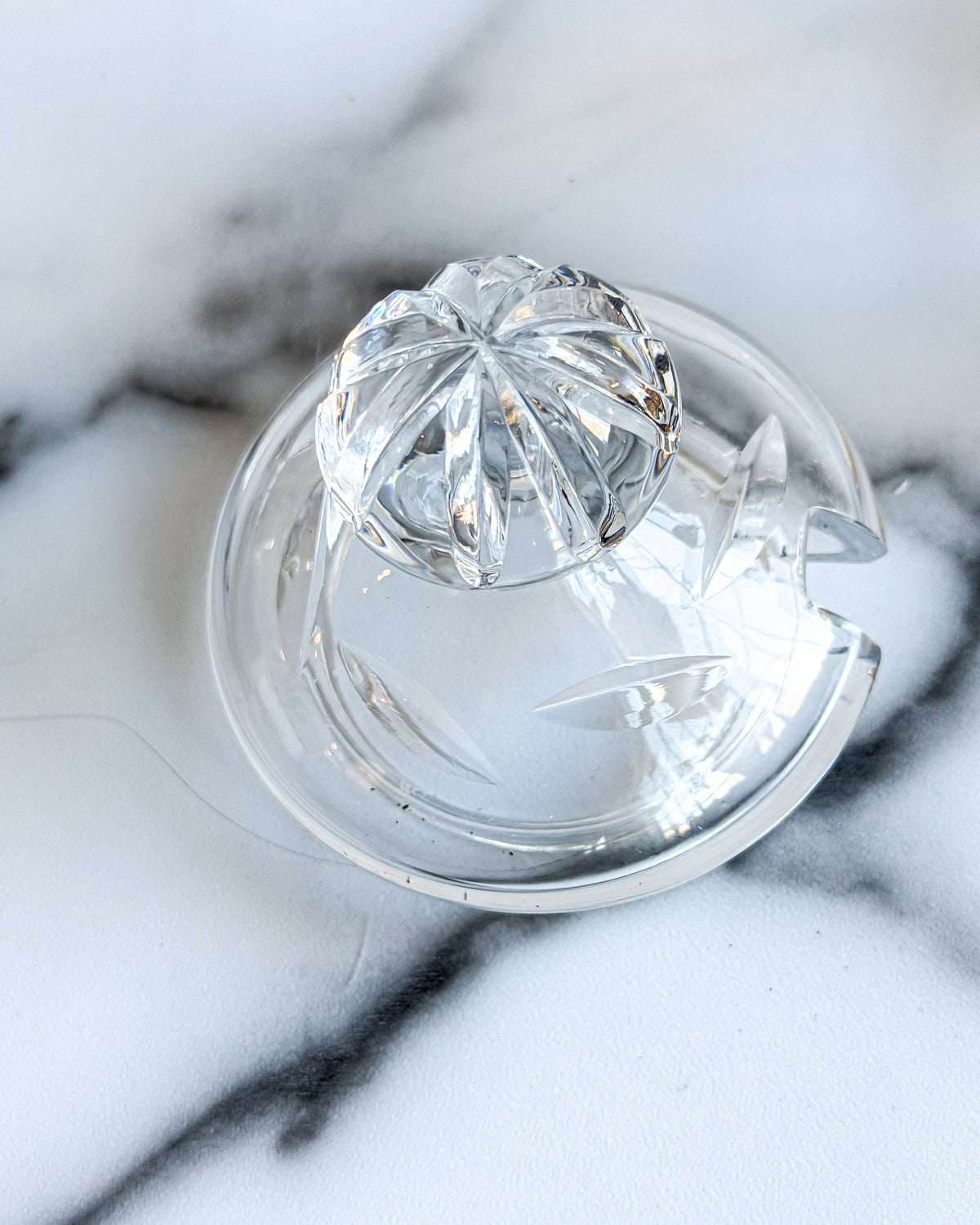 Small Vintage Cut Crystal Lidded Condiment Pot Pedestal Jar with Lid