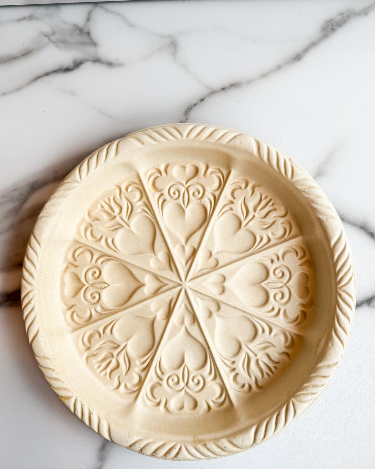 Vintage Hartstone USA Shortbread Mold Embossed Floral & Heart Design