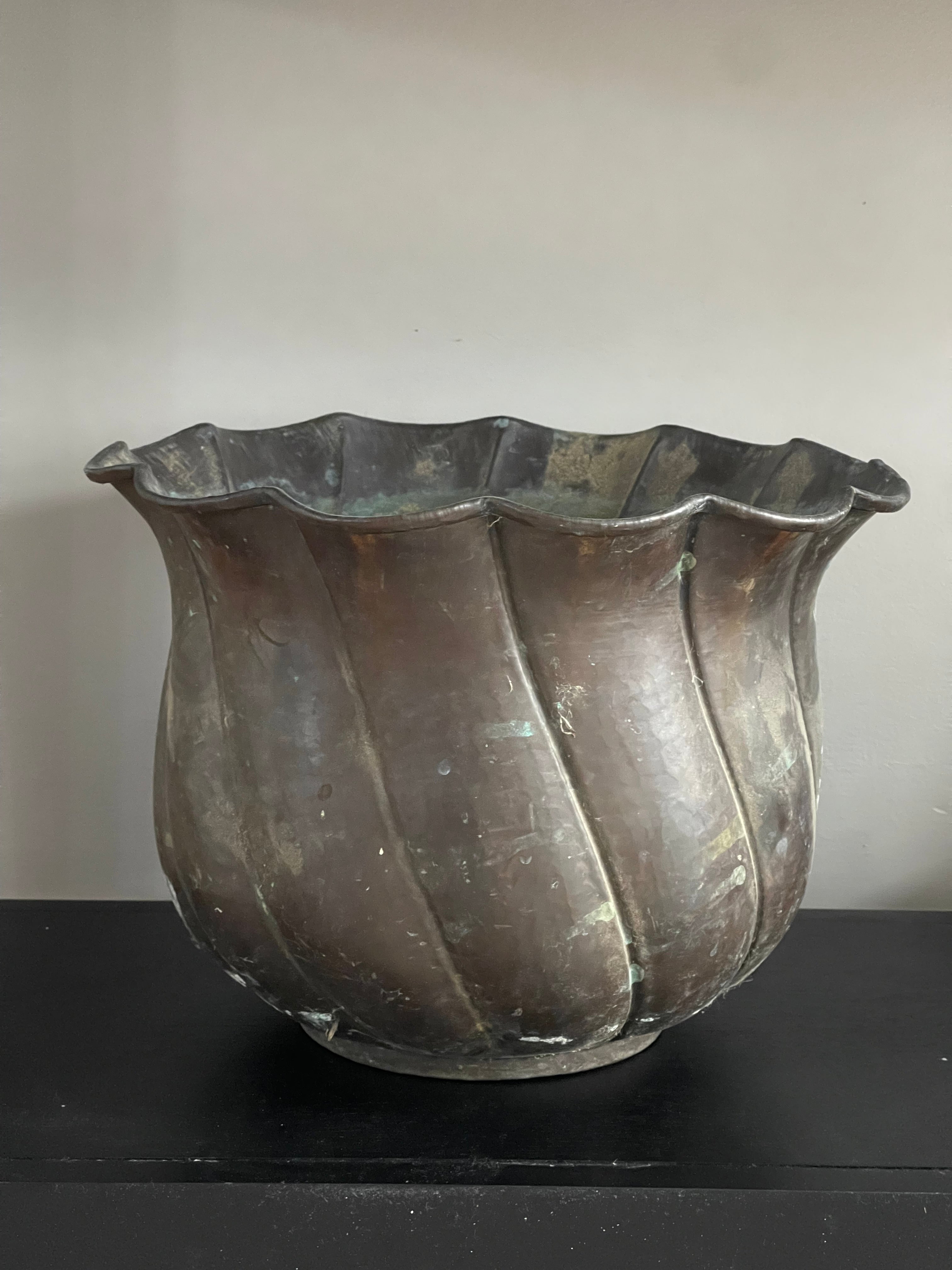 Antique Scalloped Decorative Planter