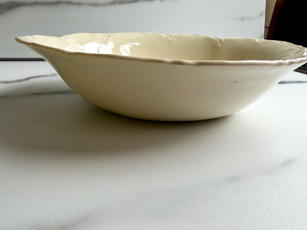 Vintage Homer Laughlin Ivory Serving Bowl Embossed Scalloped Rim Made in USA