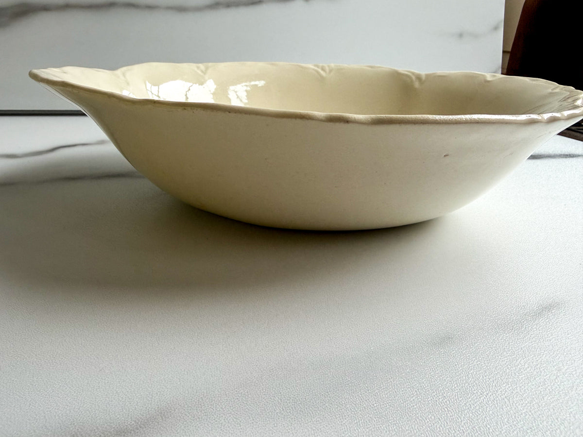 Vintage Homer Laughlin Ivory Serving Bowl Embossed Scalloped Rim Made in USA