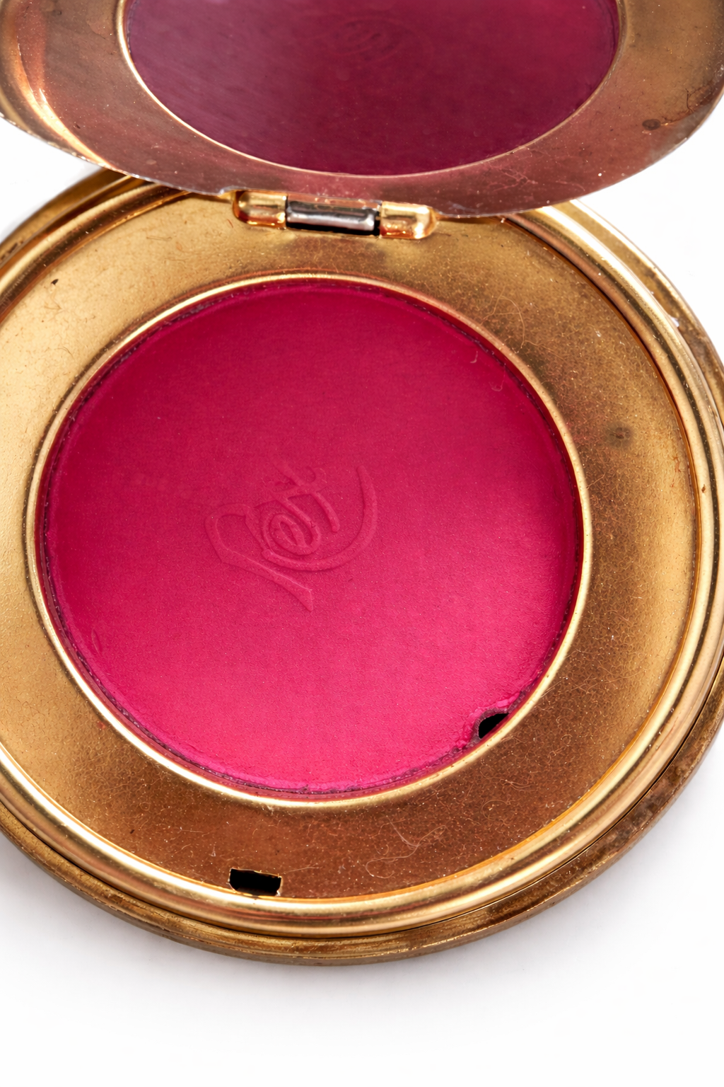 Rex Fifth Avenue Gold Tone Rouge Compact with Mirror, Original Cream Rouge, Mid-Century Vanity Piece