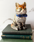 Vintage MCM Ceramic Cat Planter with Blue Bow Tie Made in Japan, 6.5”