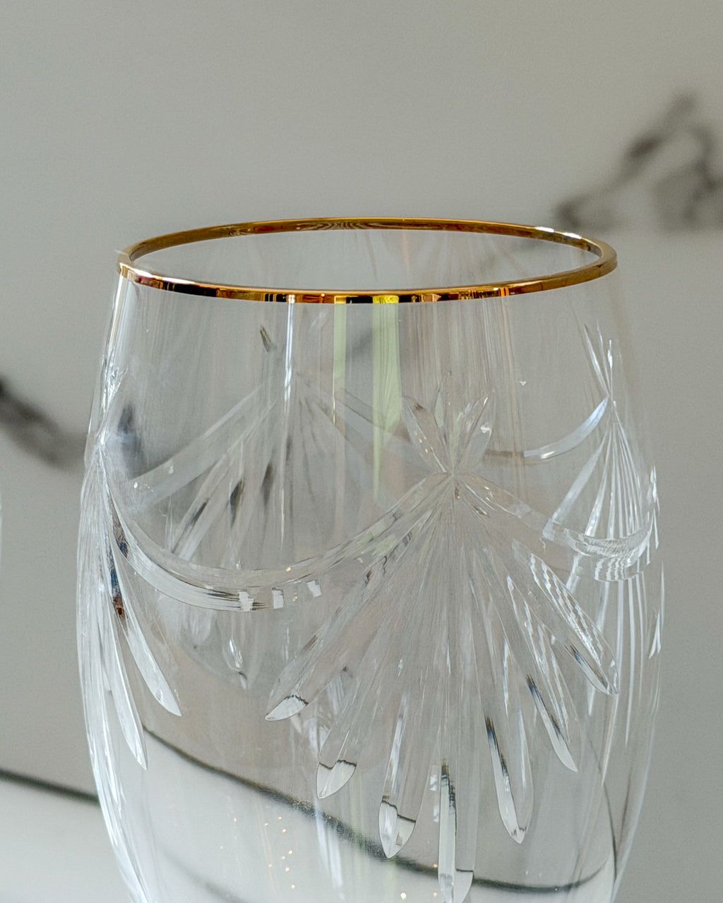 Pair of Cristal d’Arques Durand Rowena Gold Trim Crystal Iced Tea Glasses | 10 oz Vintage French Crystal
