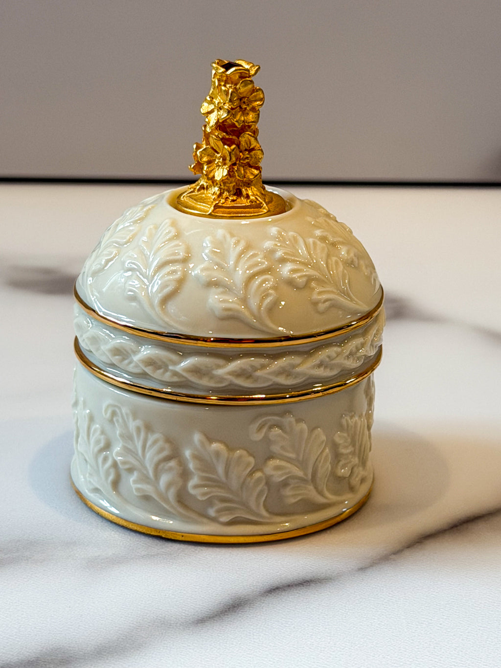 Lenox China Trinket Box: July Birthstone Ruby Crystal Flower