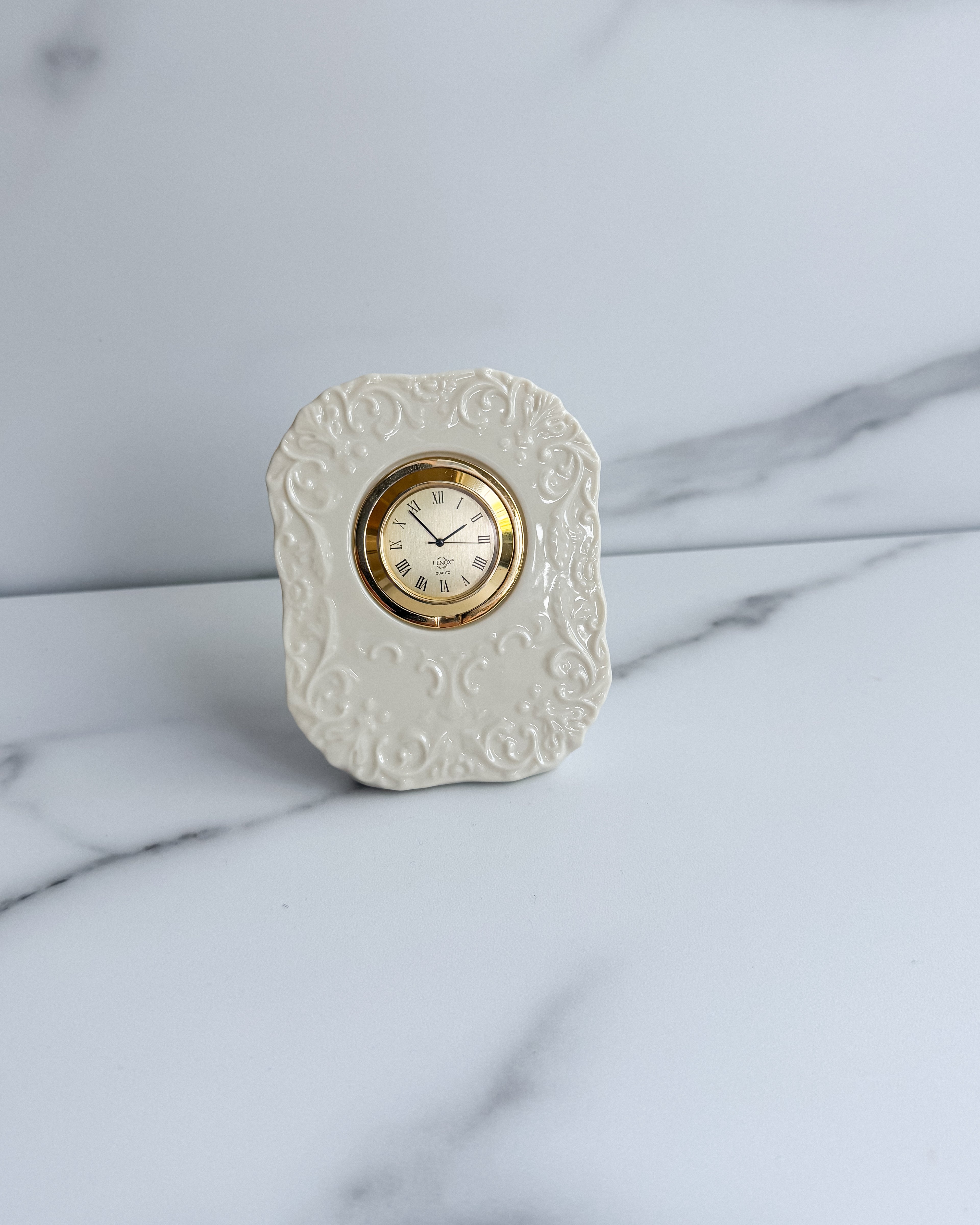 Vintage Lenox Georgian Ivory Porcelain Desk Clock