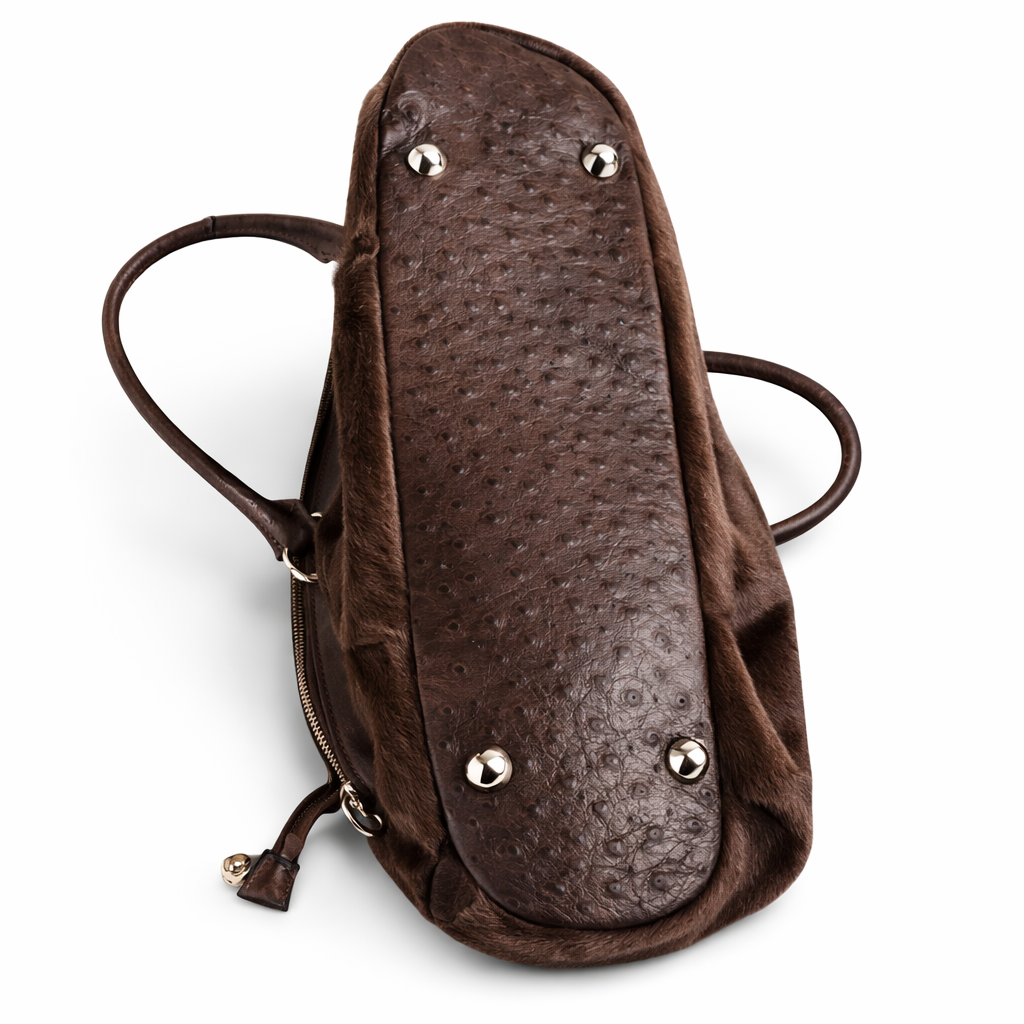 Pulicati Italian Haircalf & Ostrich Leather Handbag