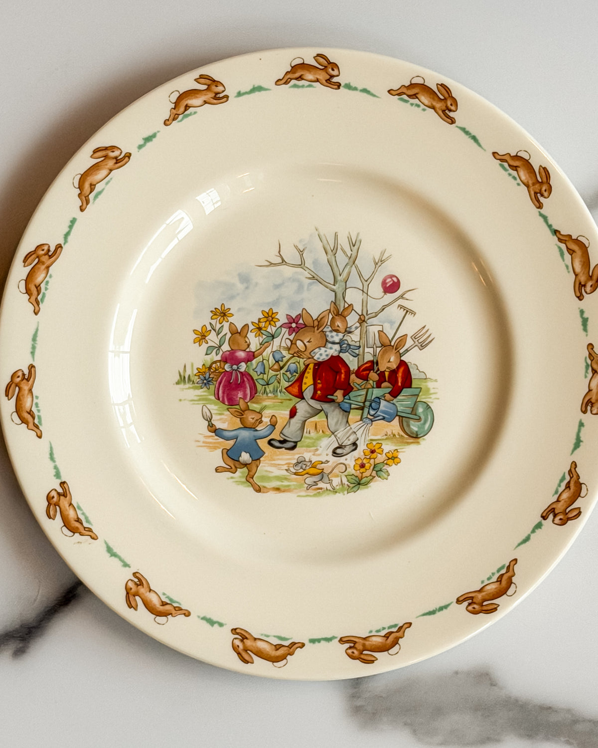 Vintage Royal Doulton Bunnykins Family Gardening Plate English Fine Bone China 8