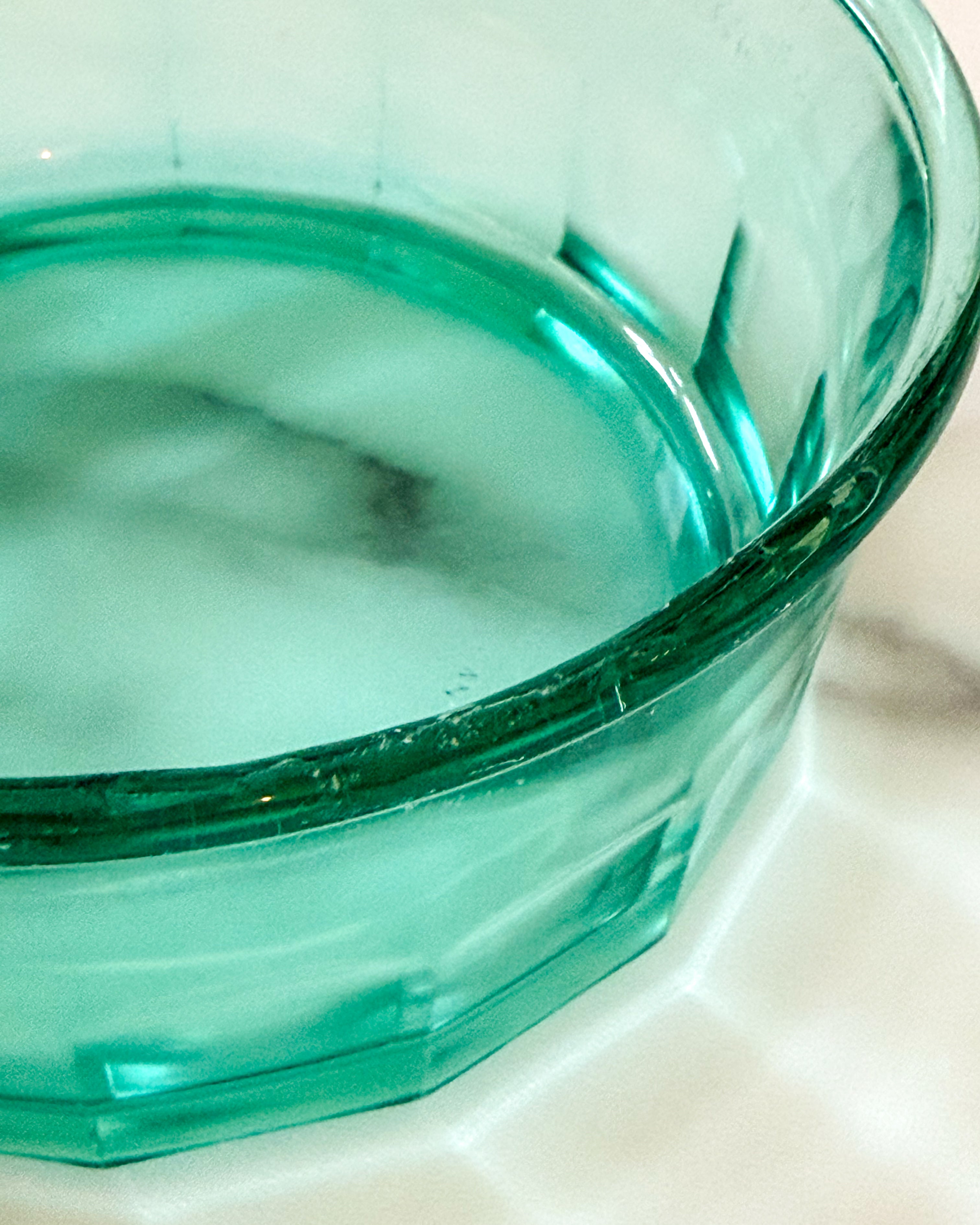 Vintage Arcoroc France Aqua Glass Dessert Bowl & Tumbler Set French Glassware
