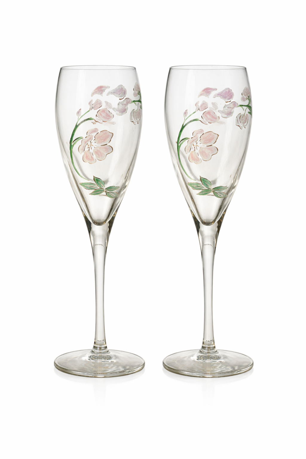 Hand Painted Champagne Flutes - Made in France (Set of 2)