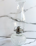 Vintage Austrian Crystal Glass Oil Lamp Diamond Pattern Hurricane Lamp