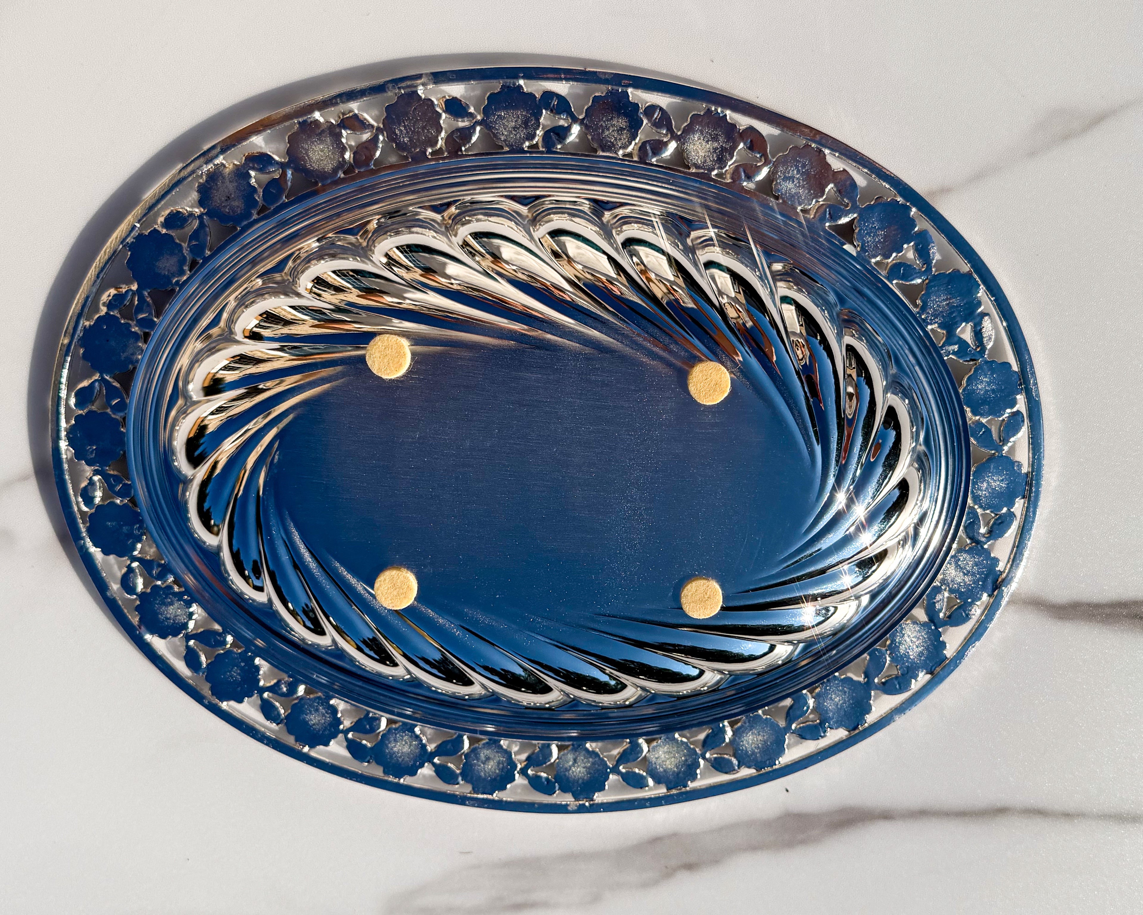 Vintage Fautis Italy Silver-Plated Floral Serving Tray