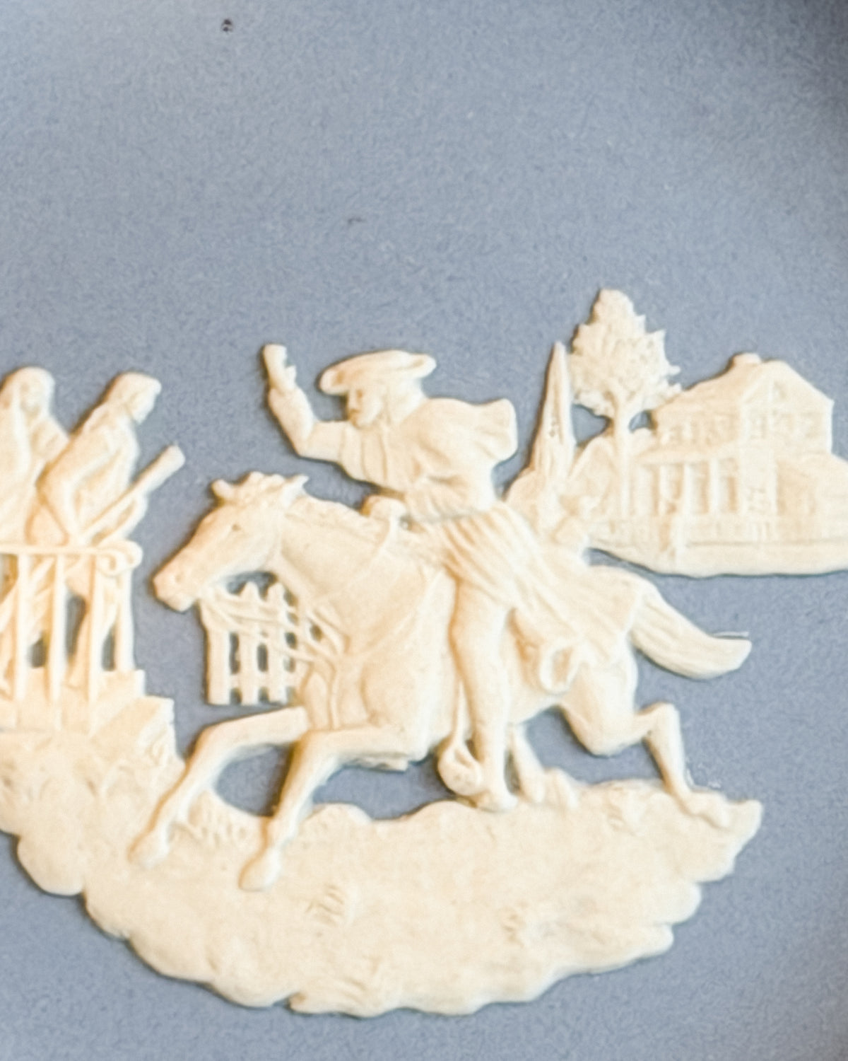 Vintage 1976 Wedgwood Paul Revere’s Ride Blue Jasperware Bicentennial Dish Made in England