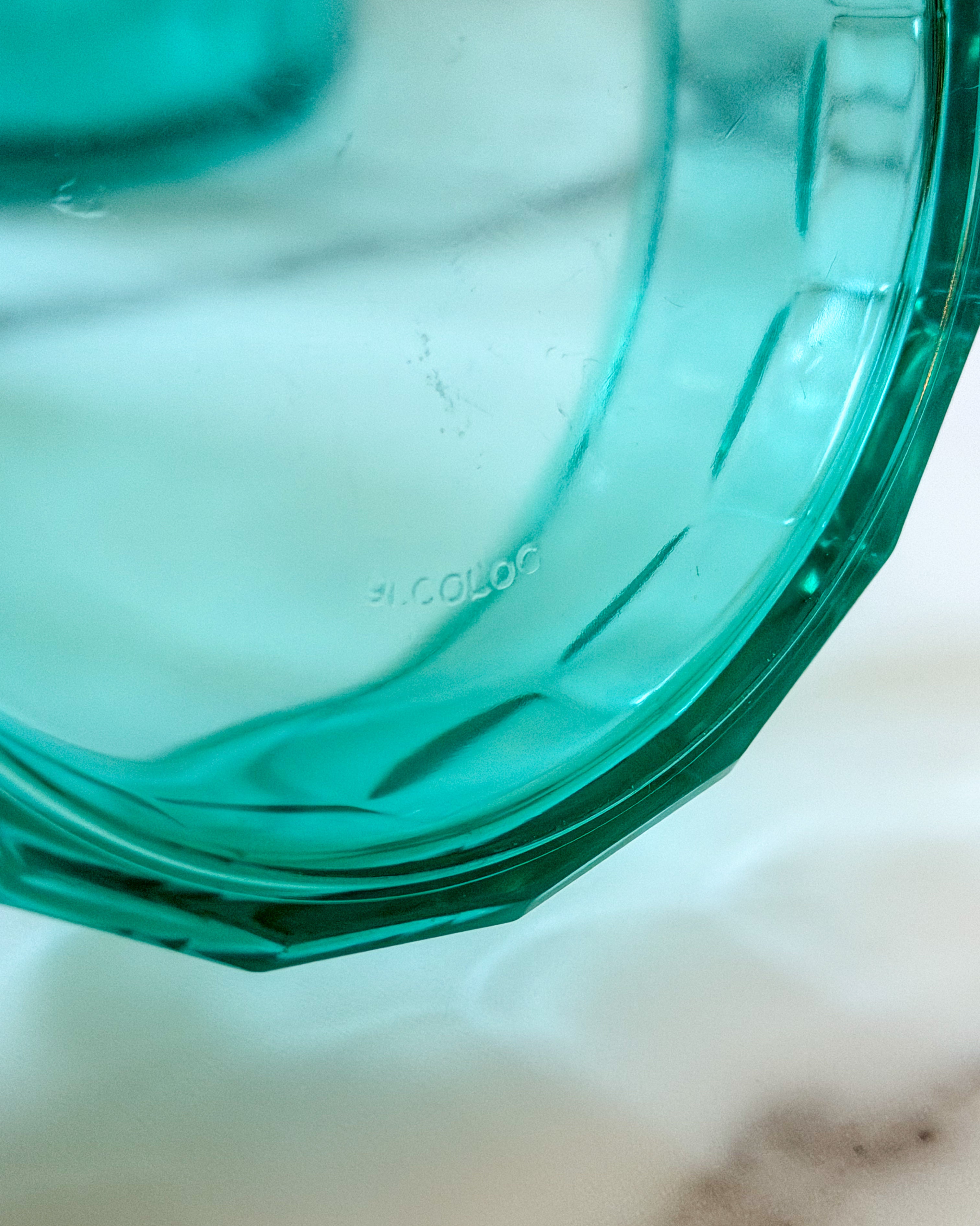 Vintage Arcoroc France Aqua Glass Dessert Bowl & Tumbler Set French Glassware