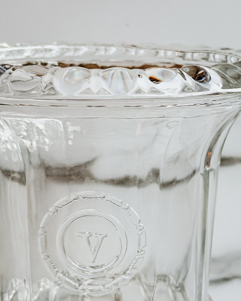 Vintage Val Saint Lambert Belgium Lead Crystal Centerpiece Urn Vase Scalloped Rim