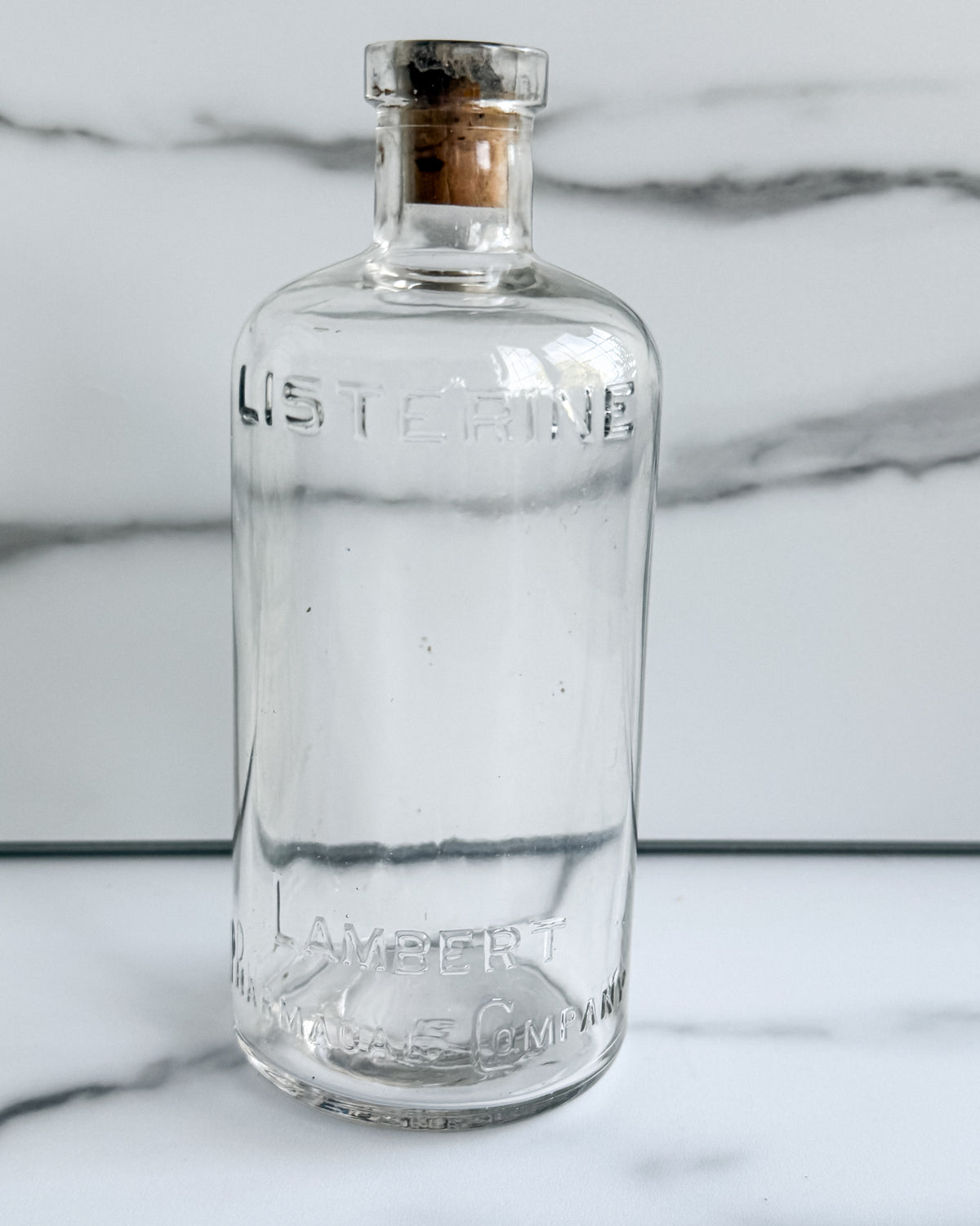 Antique Listerine Bottle Lambert Pharmacal Co Embossed Glass Apothecary Bottle with Cork