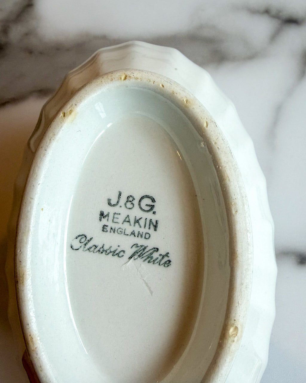 Vintage J&G Meakin Classic White Gravy Boat Made in England