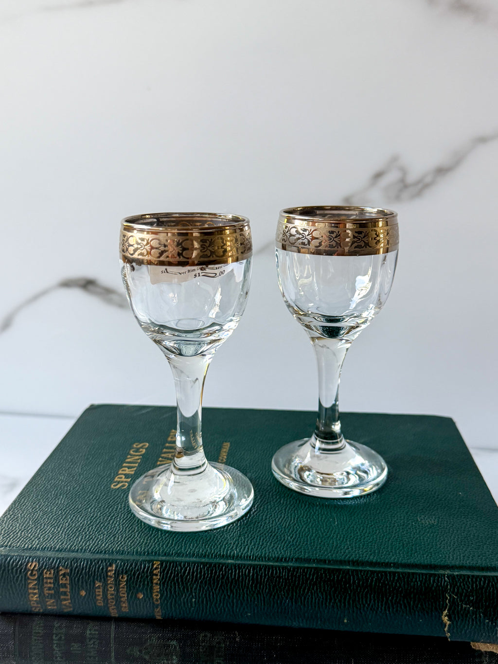 Silver Rim Liqueur Glasses (2)