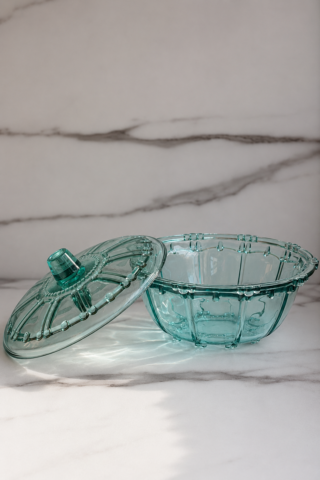 Aqua Blue Lidded Candy Bowl
