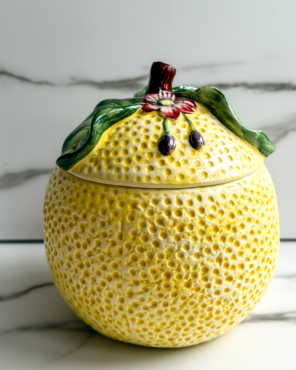 Vintage W.C.L. Ceramic Yellow Lemon Canister with Lid Jar