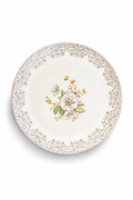 Vintage Floral Porcelain Plate w Yellow and Gold Accents