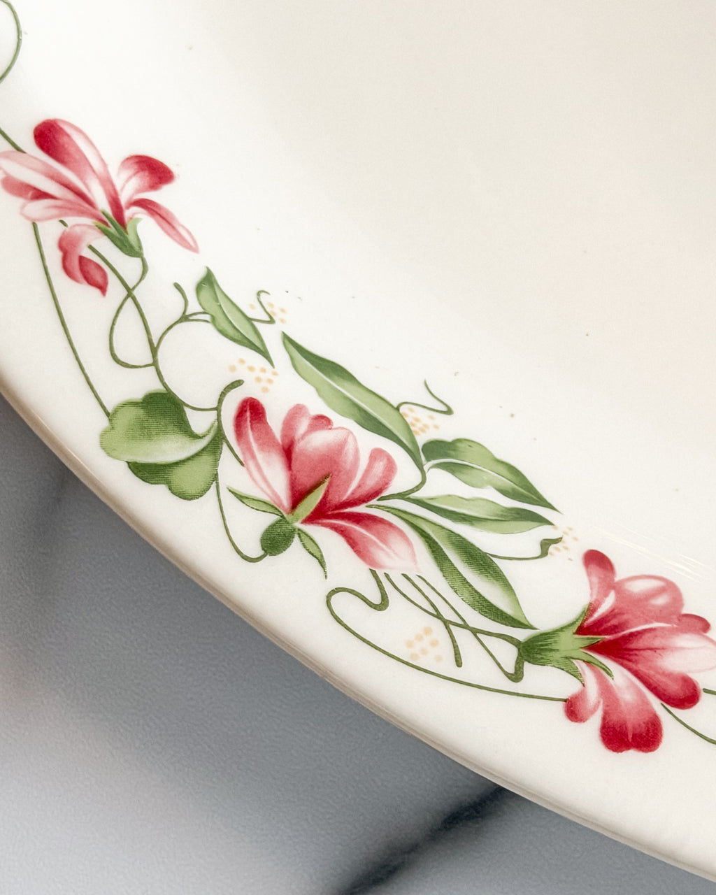 Vintage Homer Laughlin Floral Oval Serving Platter USA Pink Floral