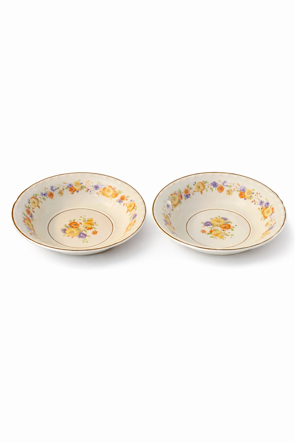 Pair of Vintage Floral China Dessert Bowls