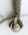 Antique Glass Ball & Claw Furniture Foot 4” Metal Talon Salvaged Furniture Hardware Architectural Salvage