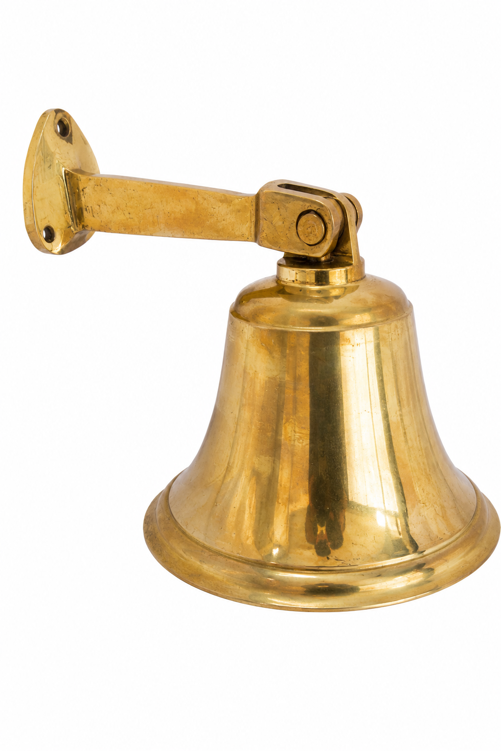 Vintage Solid Brass Wall Bell with Bracket & Original Box