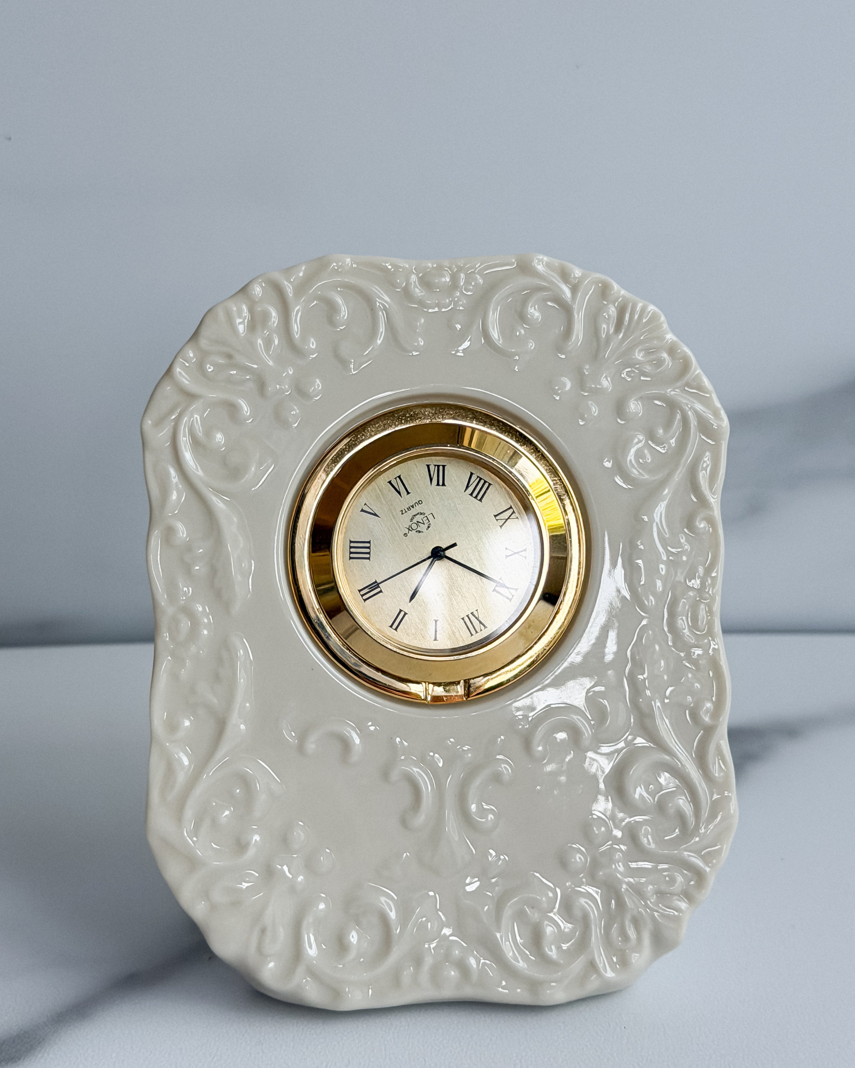 Vintage Lenox Georgian Ivory Porcelain Desk Clock