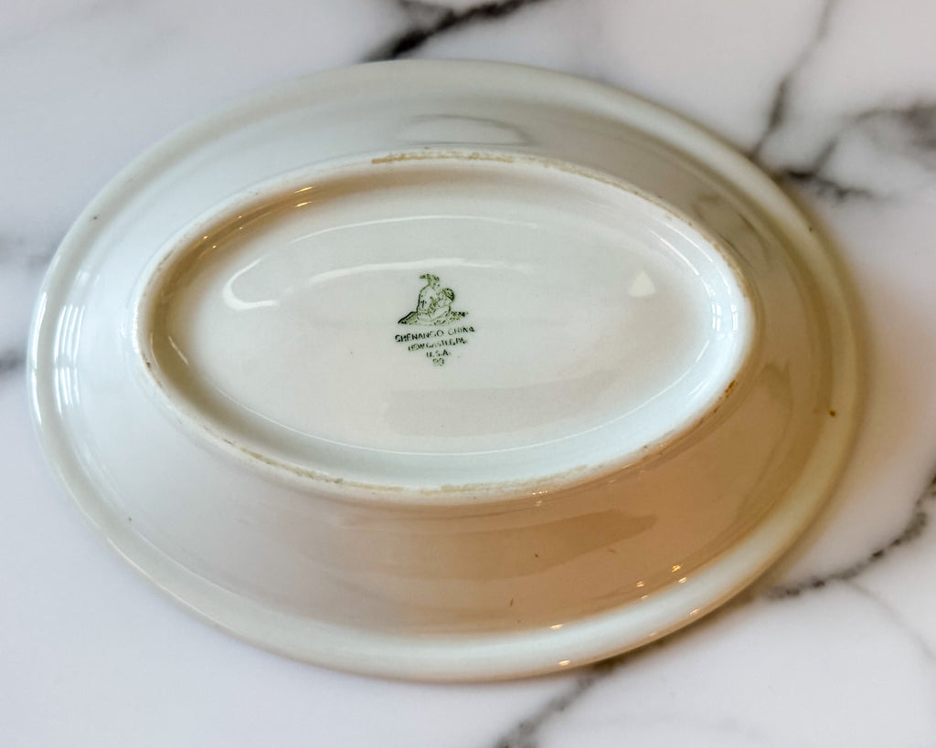 Vintage Shenango China Oval Serving Bowl – Burgundy Floral Transferware Restaurant Ware