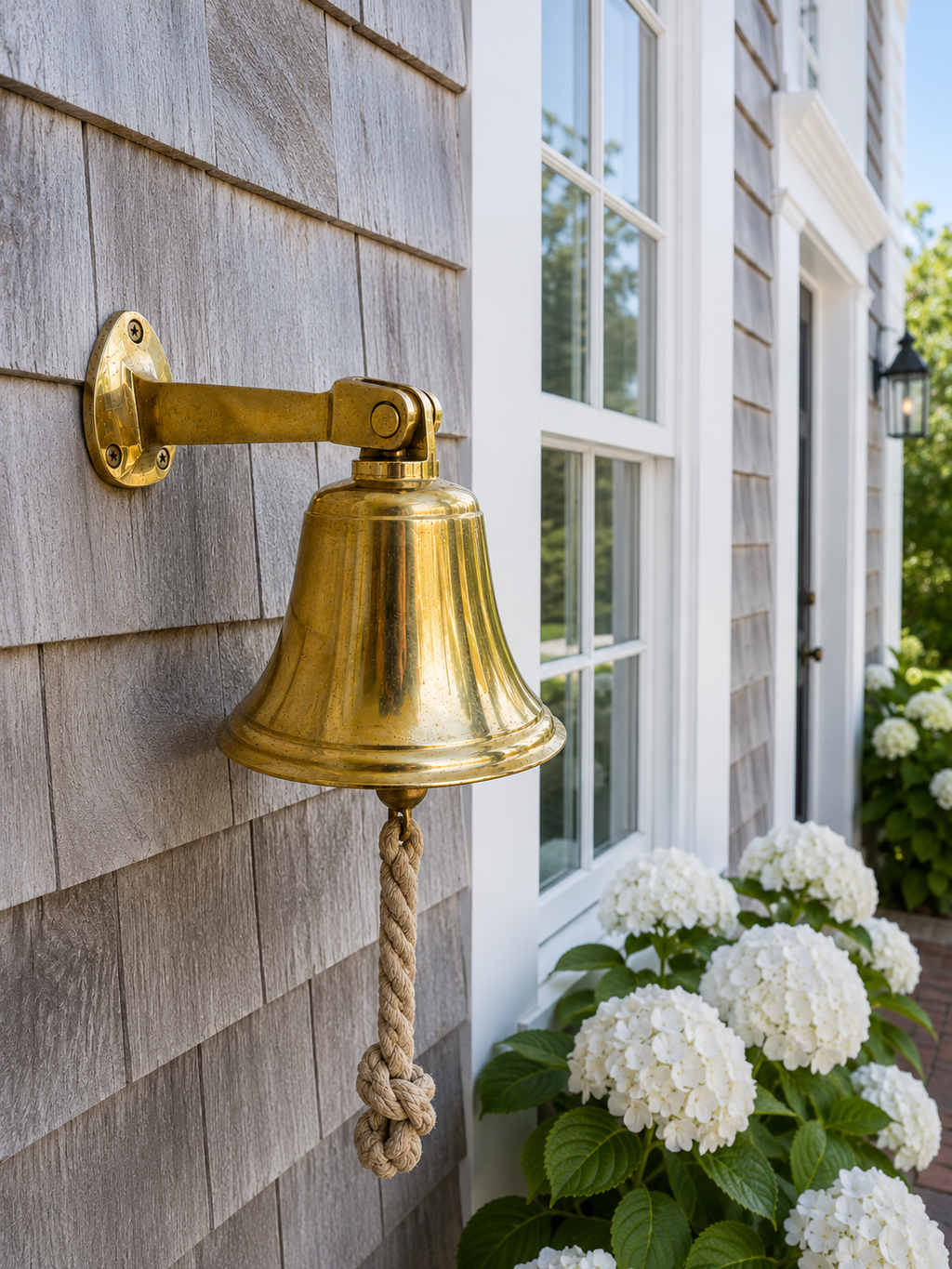 Vintage Solid Brass Wall Bell with Bracket & Original Box
