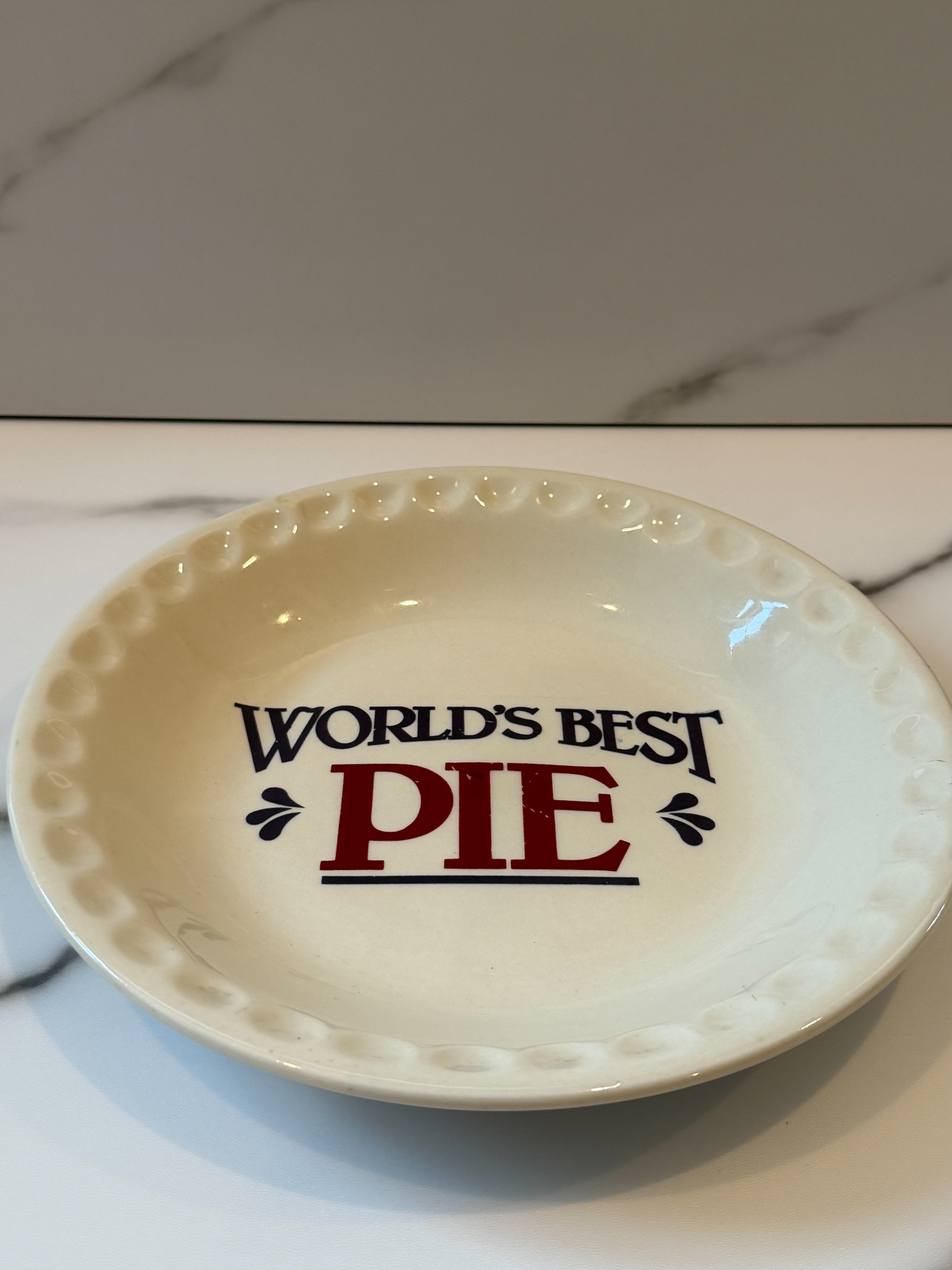 Vintage Mount Clemens Pottery Pie Plate, World’s Best Pie Plate, Collectible Pie Plate Baker Gift, Pie Serving Plate, Country Cottage Decor