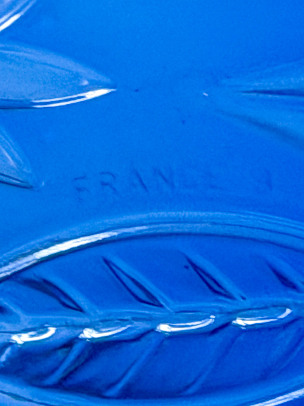 Vintage Avon Royal Sapphire Blue Glass Plate| Leaf Pattern Pressed Glass | Made in France