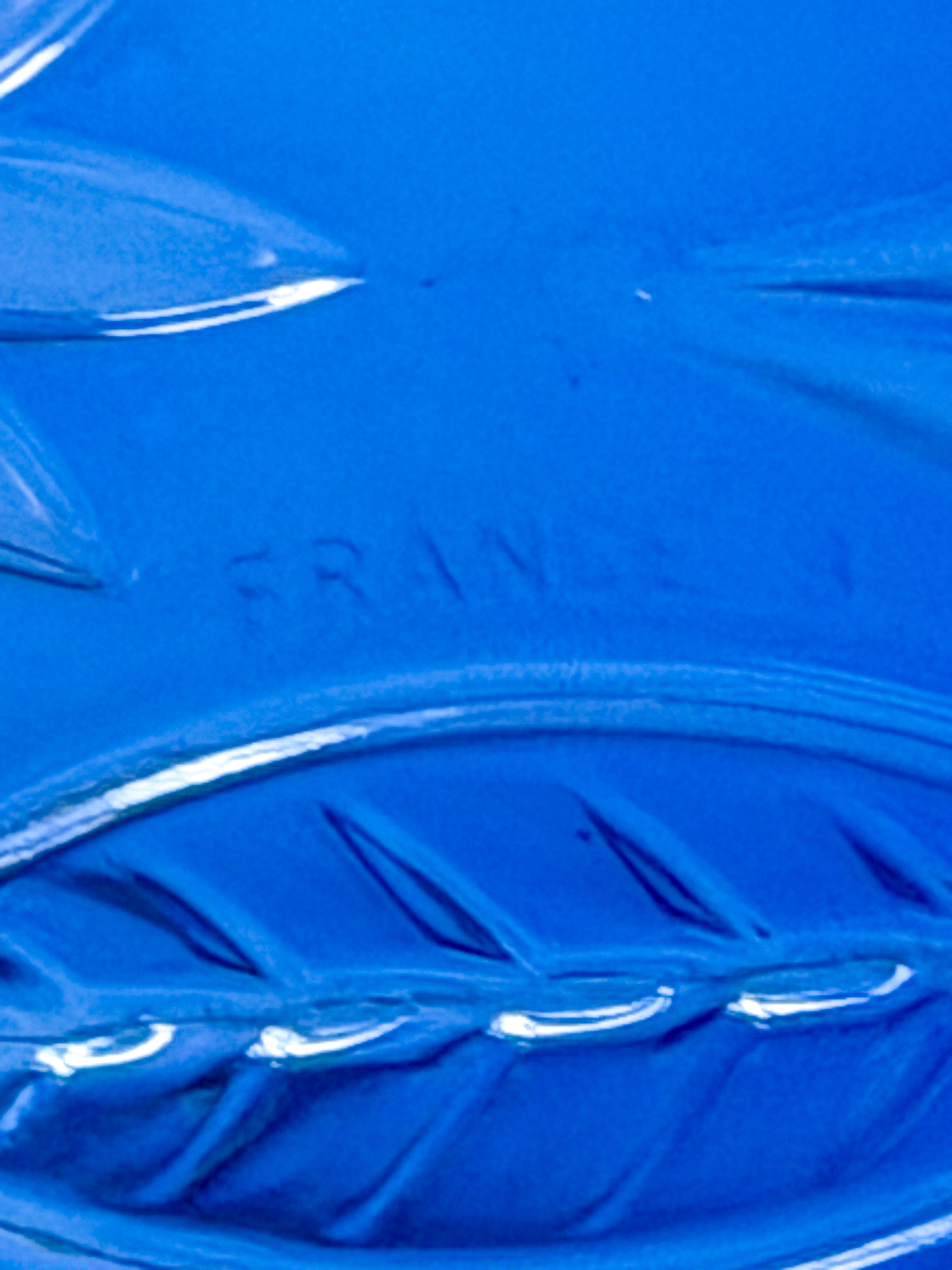 Vintage Avon Royal Sapphire Blue Glass Plate| Leaf Pattern Pressed Glass | Made in France