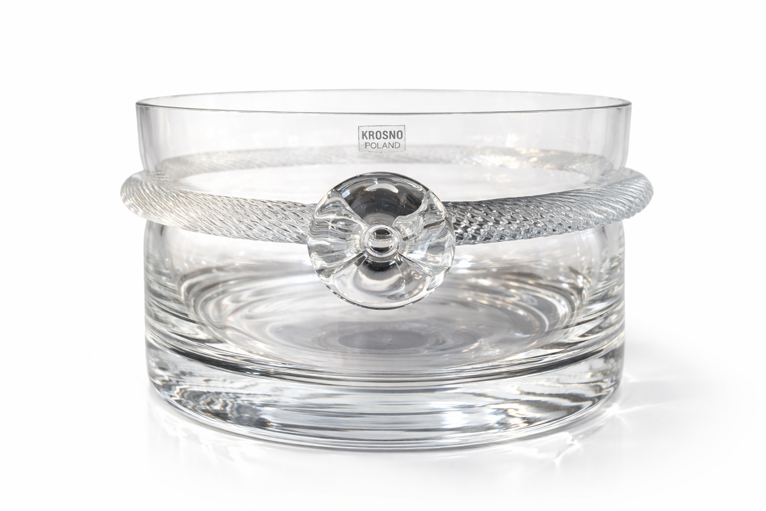 Krosno Poland Crystal Bowl with Twisted Glass Rope Detail