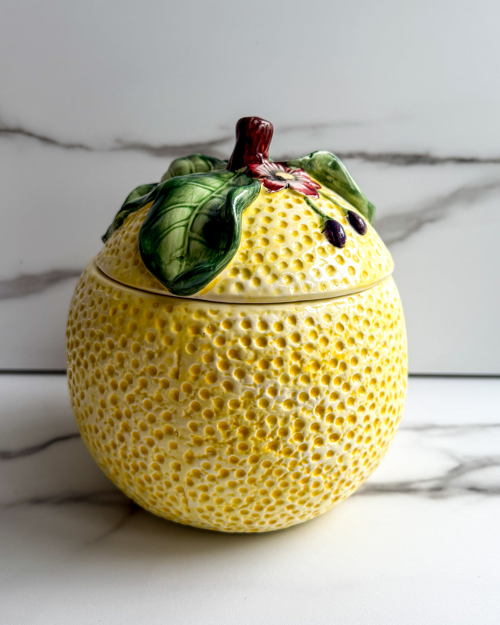 Vintage W.C.L. Ceramic Yellow Lemon Canister with Lid Jar