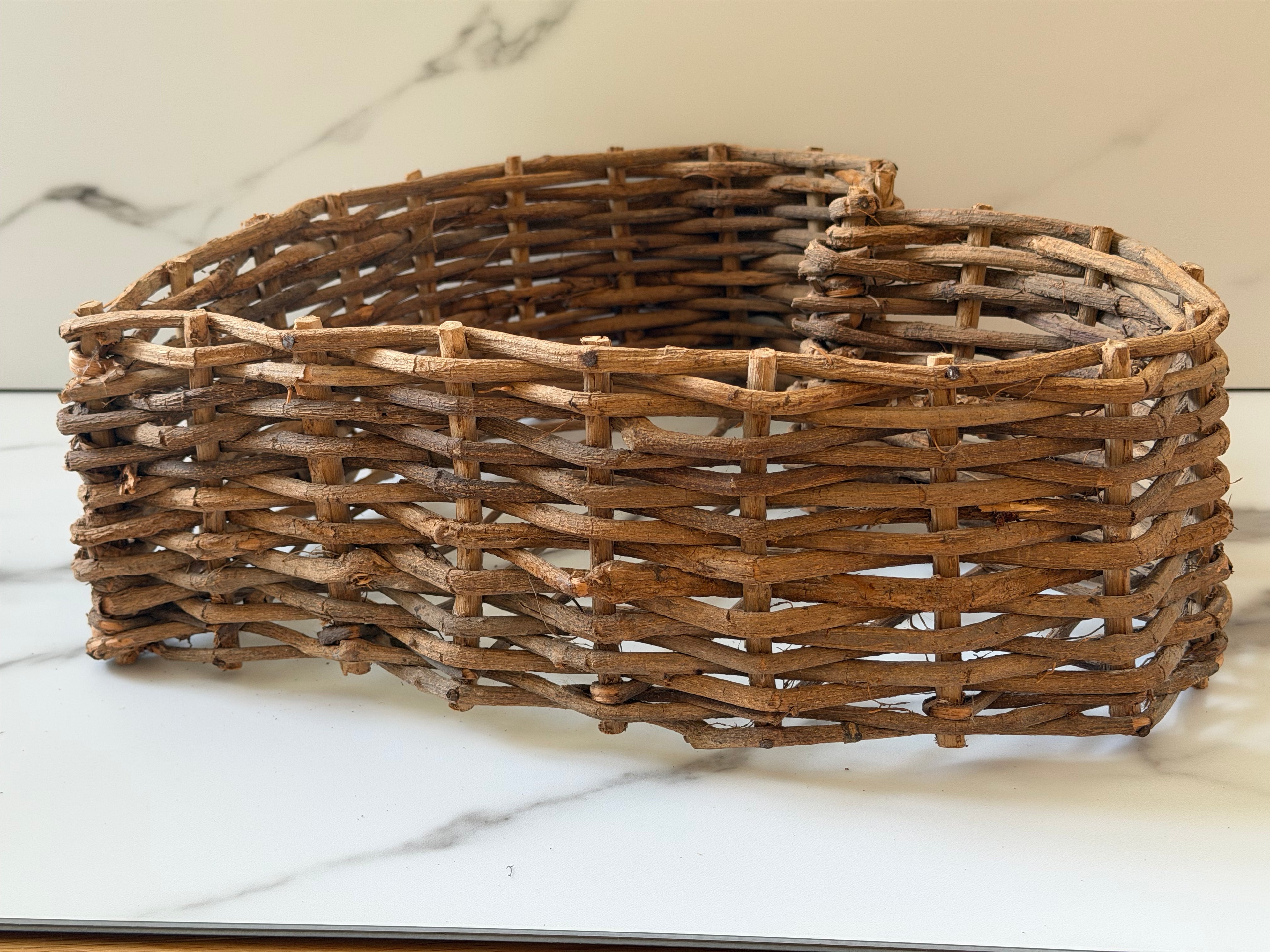 Rustic Heart-Shaped Wicker Wall Basket
