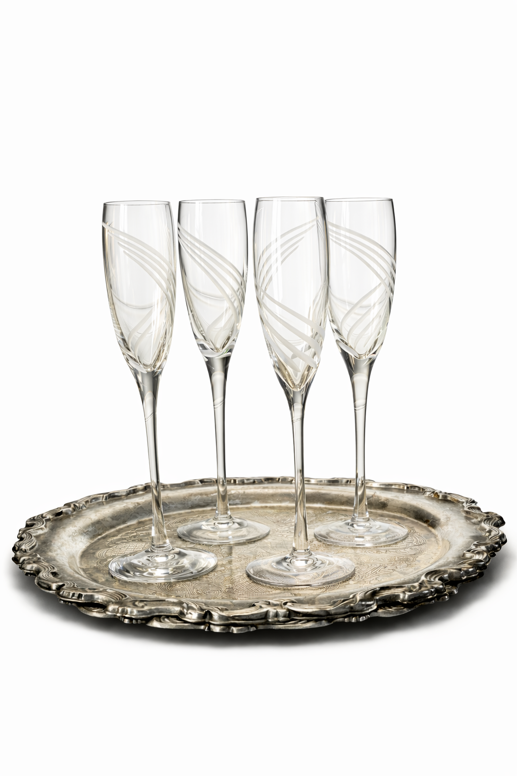 Lenox Etched Champagne Flutes – Set of 4 Elegant Crystal Stemware