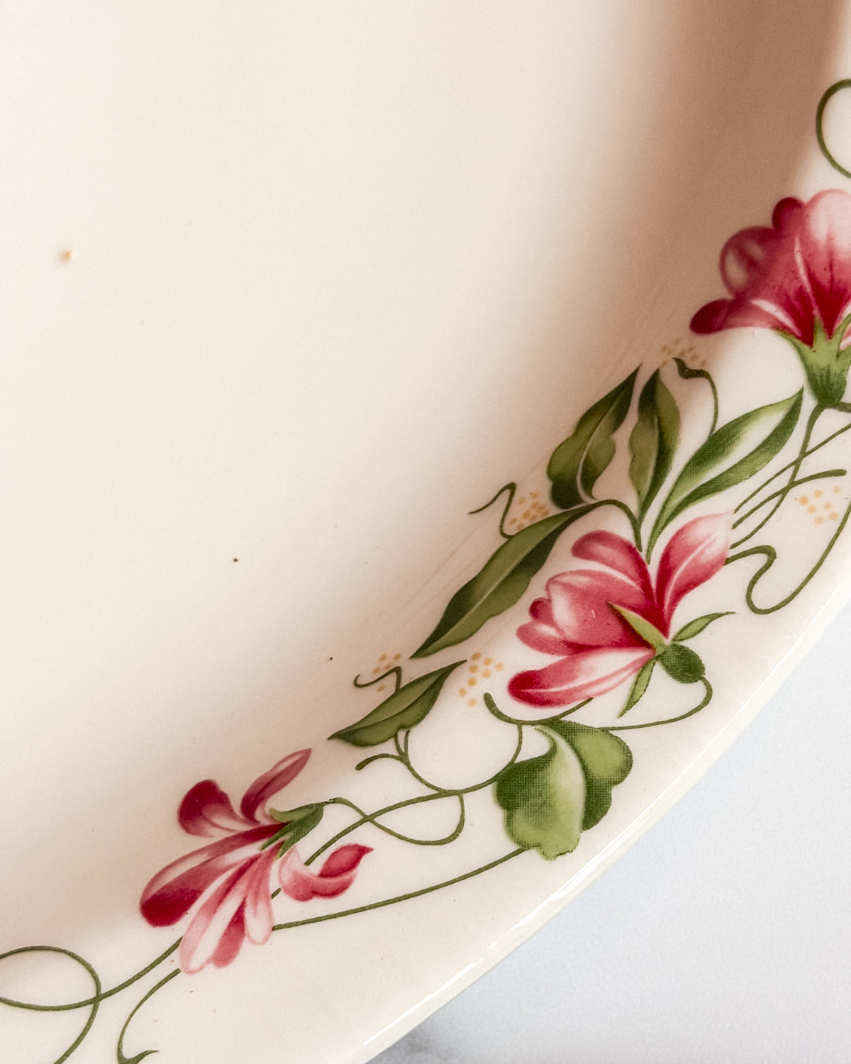 Vintage Homer Laughlin Floral Oval Serving Platter USA Pink Floral