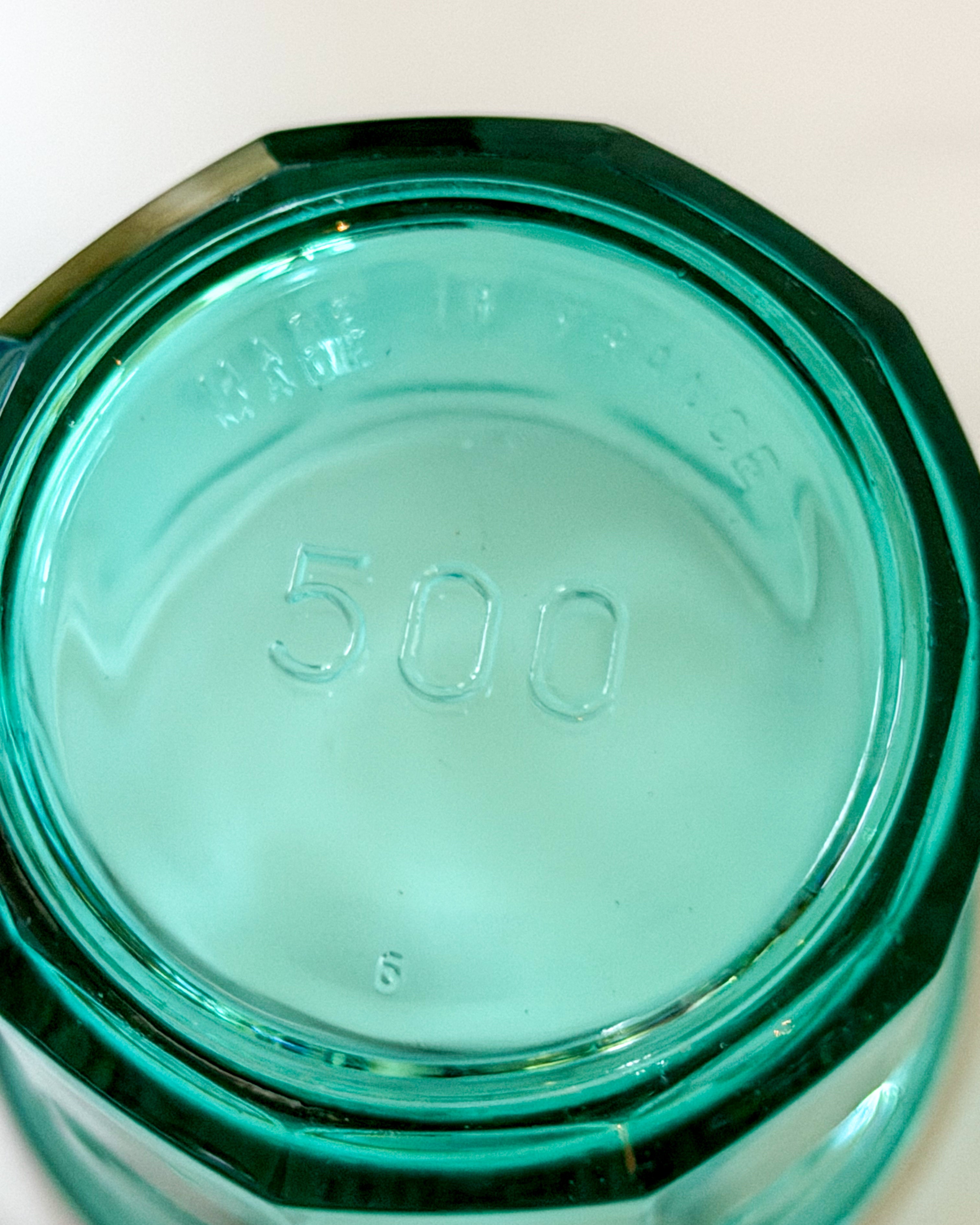 Vintage Arcoroc France Aqua Glass Dessert Bowl & Tumbler Set French Glassware