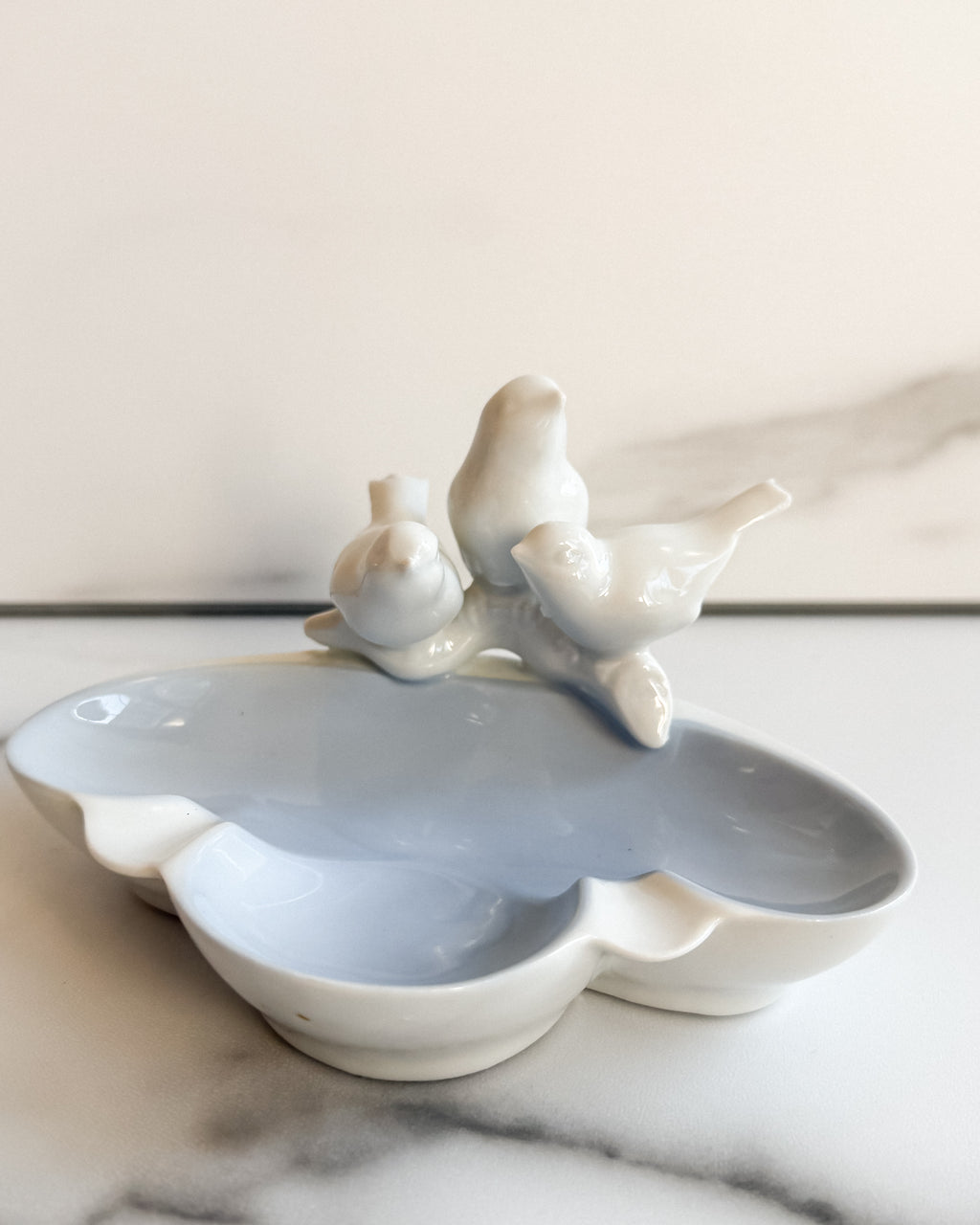 Vintage Gerold Porzellan Bavaria White Porcelain Three Birds Trinket Dish German Bird Figurine Bowl
