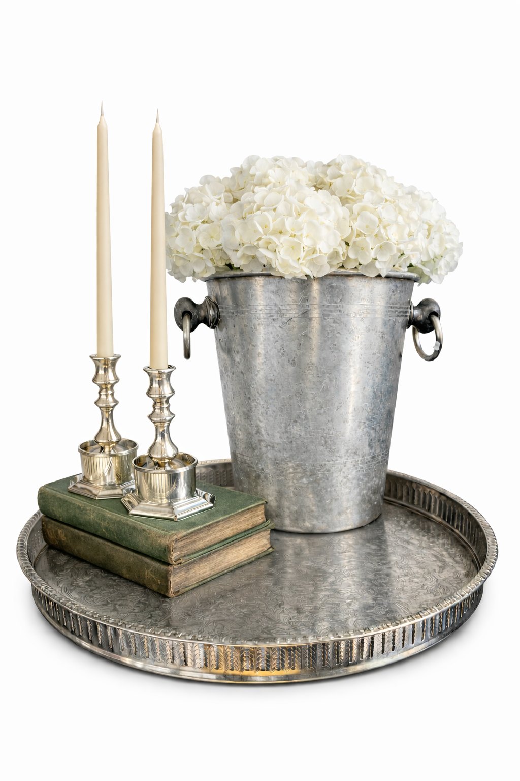Vintage Octagonal Silver Candlesticks — Pair