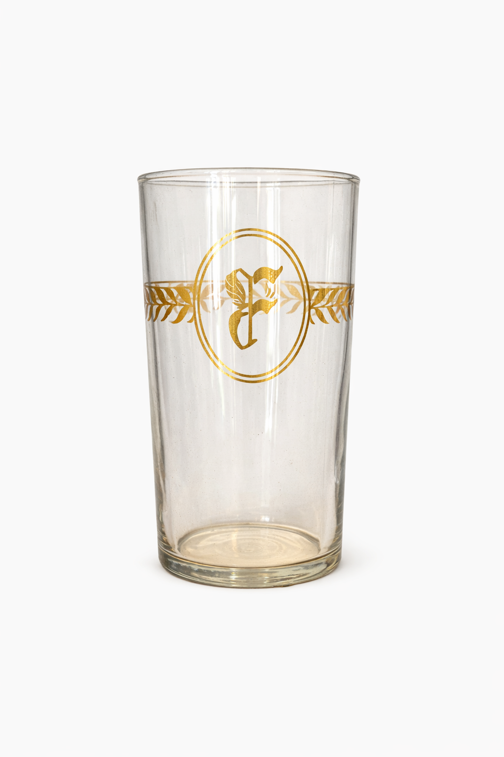 Classic Monogram Glassware – Gold Wreath “F” Initial Set of 6