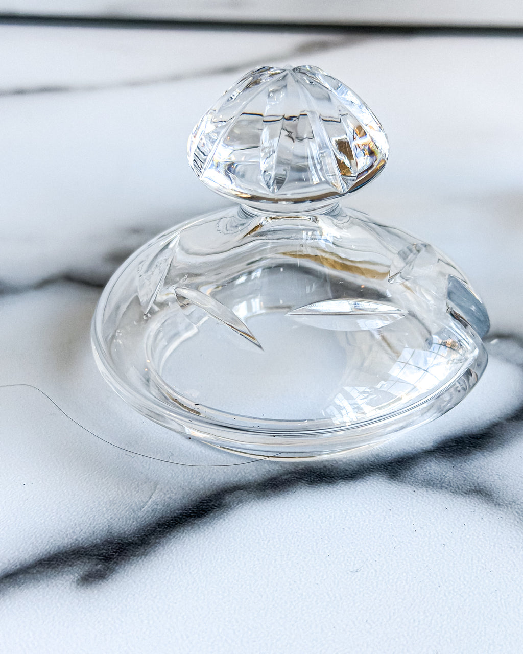 Small Vintage Cut Crystal Lidded Condiment Pot Pedestal Jar with Lid