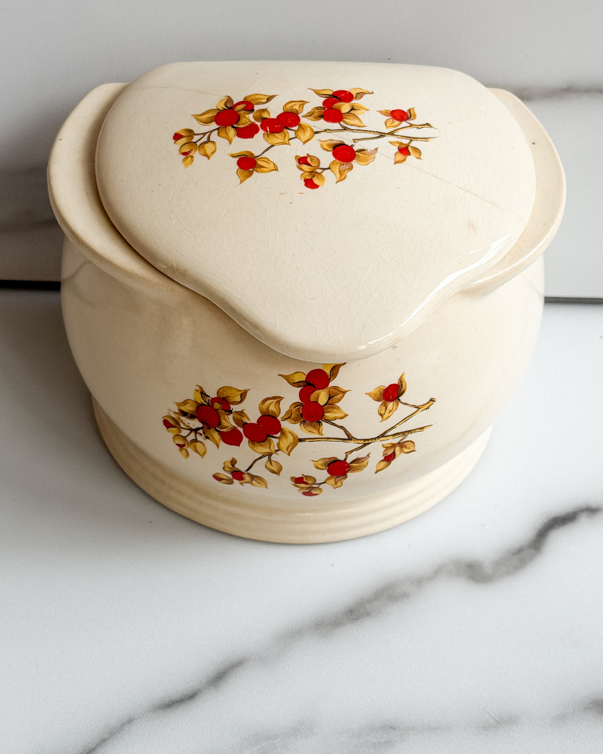 Antique Universal Cambridge Oven Proof Fruit & Blossom Pottery Set