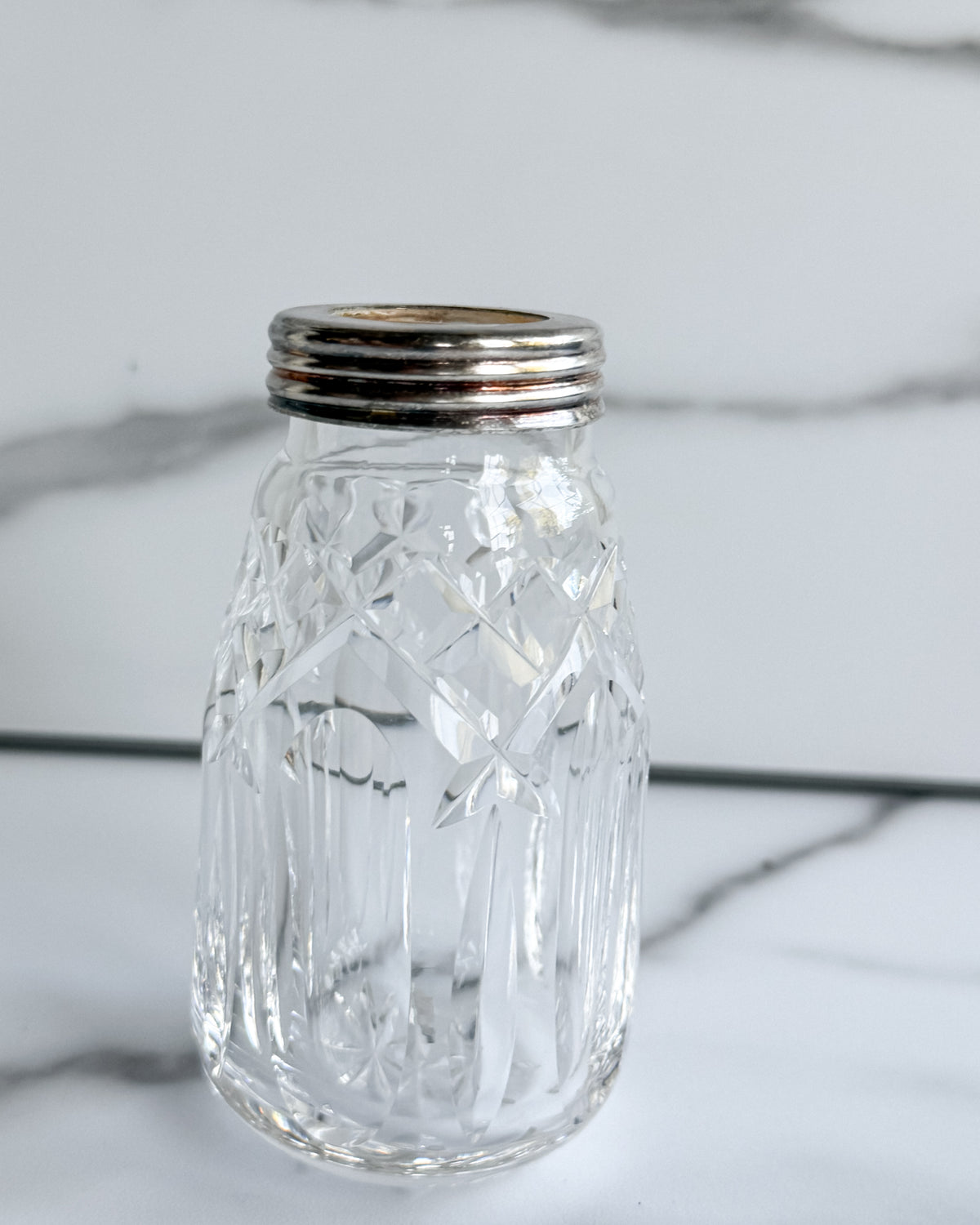 Vintage Cut Crystal & Silver-Tone Baby Bottle